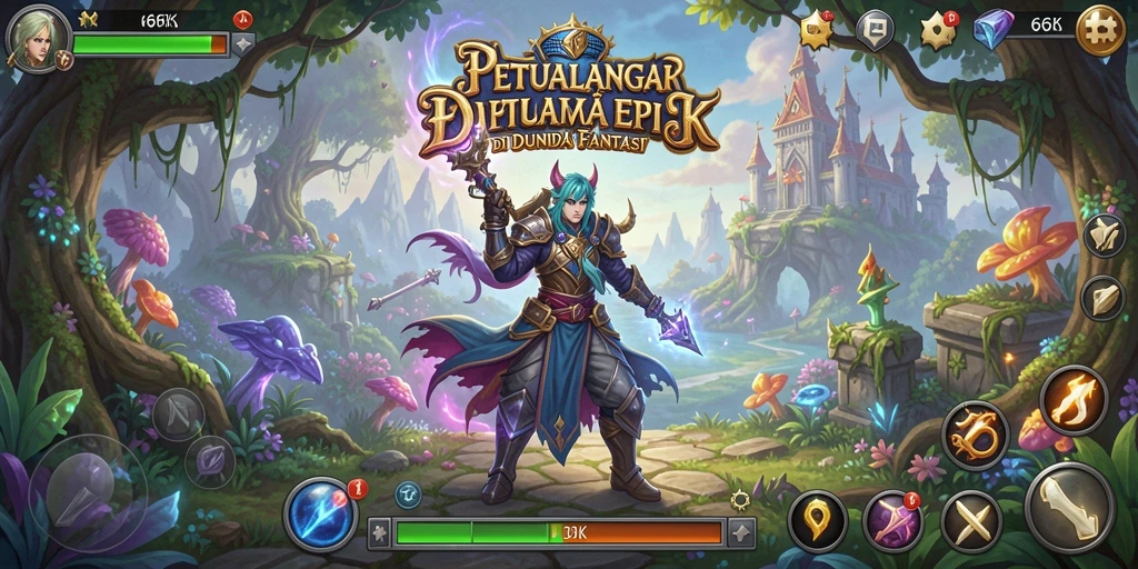 Screenshot gameplay 66K yang menunjukkan aksi petualangan seru.