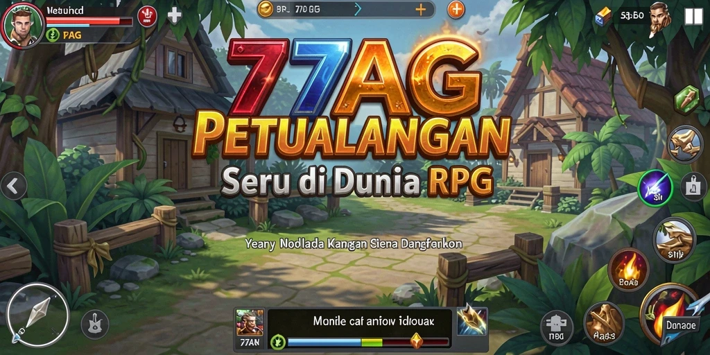 Screenshot utama 77AG yang menampilkan pertarungan seru dalam dunia RPG.