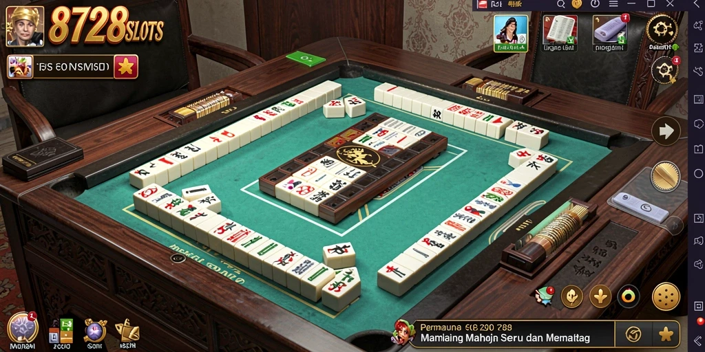 Tampilan menarik layar permainan Mahjong 8728SLOTS