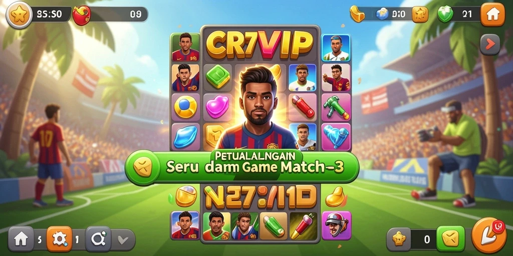 Tampilan gameplay seru dari CR7VIP yang menampilkan tantangan Match-3.