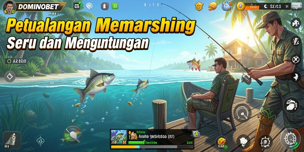 Tampilan screenshots dari gameplay seru di DOMINOBET dengan aksi memancing yang mendebarkan.