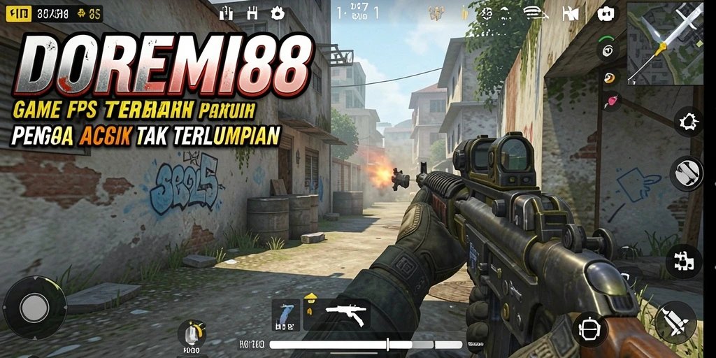 Tampilan aksi intens dalam DOREMI88 saat bermain FPS.