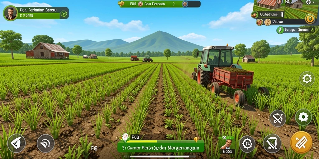 Screenshot gameplay F08 menampilkan aktivitas bertani yang seru dan beragam.