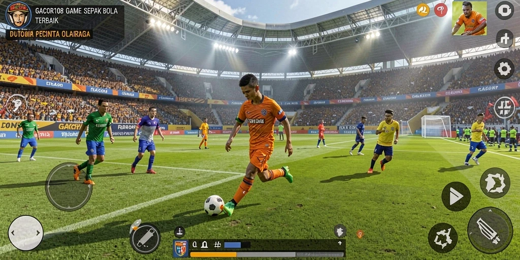 Gameplay GACOR108 menampilkan pertandingan sepak bola yang seru dan mendebarkan.