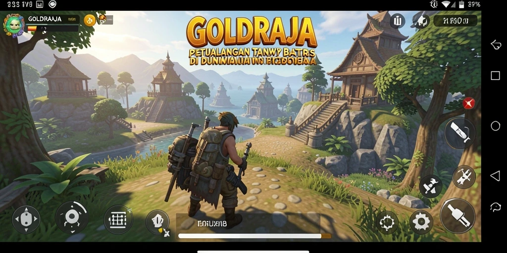 Screenshot gameplay <strong>GOLDRAJA</strong> yang menampilkan eksplorasi dunia terbuka yang menakjubkan.