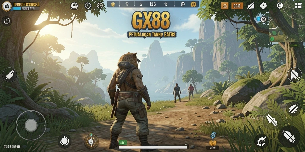 Tampilan gameplay GX88 menampilkan petualangan mendebarkan di dunia terbuka.