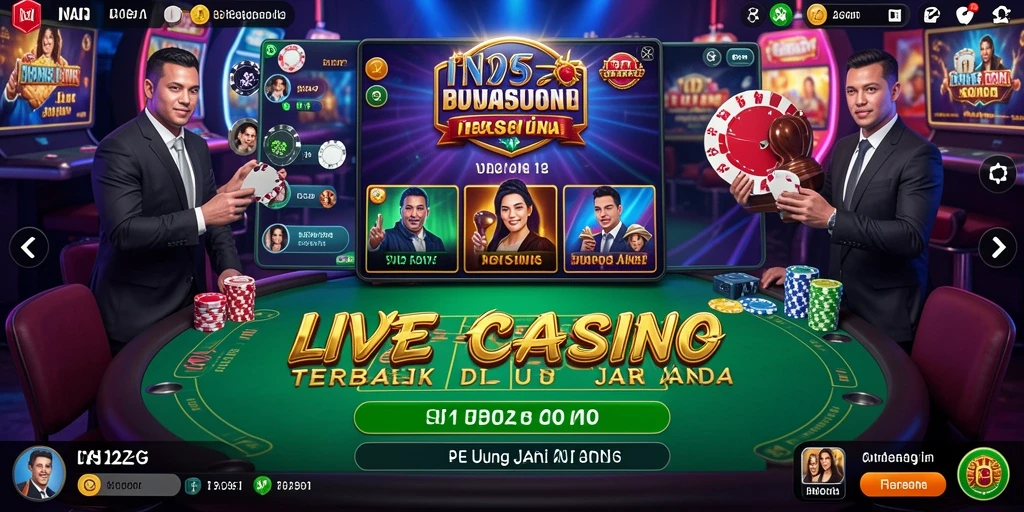 Tampilan utama IN22 menunjukkan dealer langsung dan permainan Live Casino yang menarik.