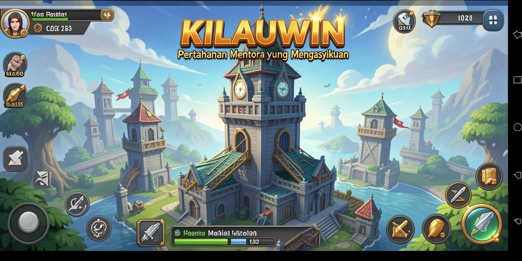 Tampilan menarik dari gameplay KILAUWIN dalam Tower Defense yang intens.