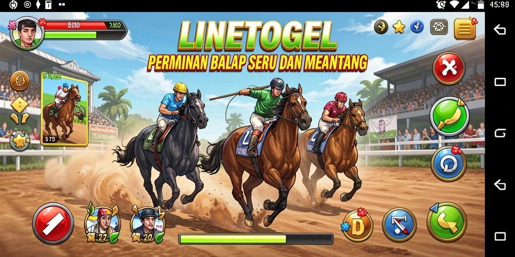 Tampilan antarmuka balapan yang menegangkan dalam LINETOGEL.
