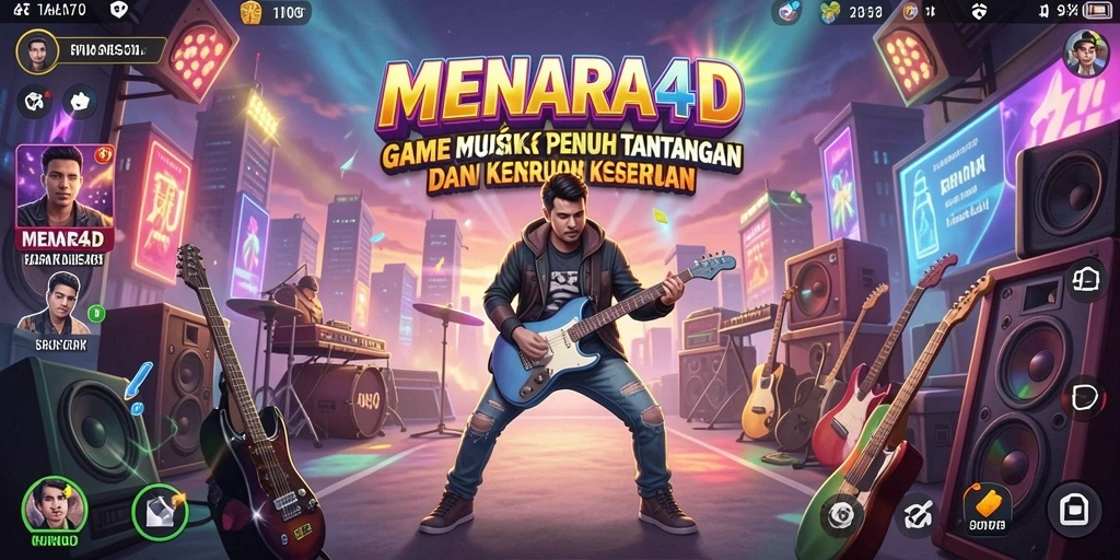 Tampilan gameplay <strong>MENARA4D</strong> yang menampilkan ritme musik yang seru.