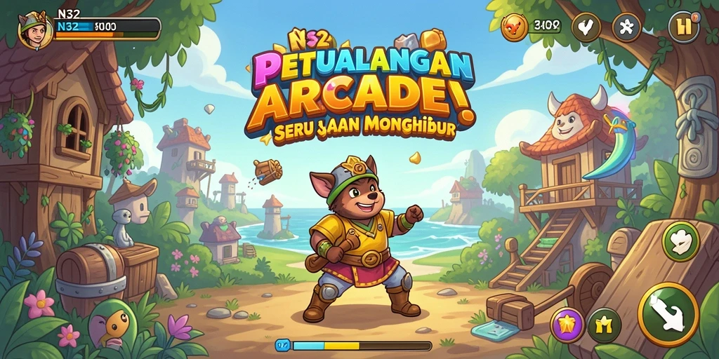 Gameplay N32 menampilkan aksi arcade yang seru dan penuh warna.
