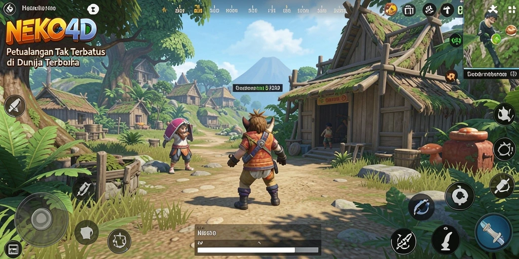 Tampilan gameplay NEKO4D yang menampilkan dunia terbuka yang luas.