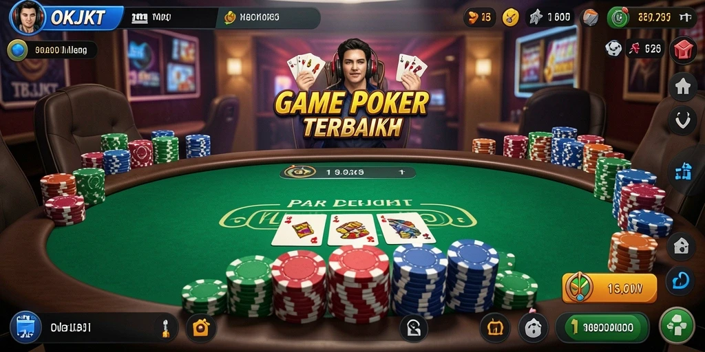Tampilan gameplay seru dari OKJKT saat bermain Poker.
