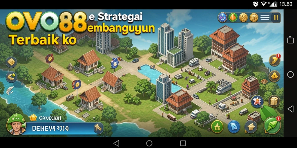 Screenshot gameplay OVO88 menampilkan strategi pembangunan kota yang menarik.