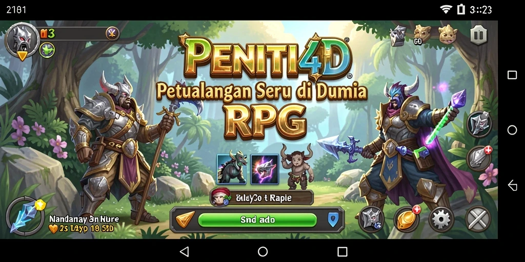 Screenshot utama PENITI4D menampilkan aksi seru dalam pertempuran RPG.