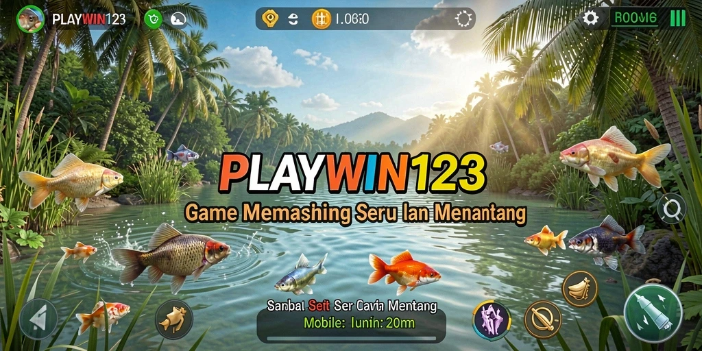 Tampilan gameplay yang menampilkan aksi memancing seru di PLAYWIN123.
