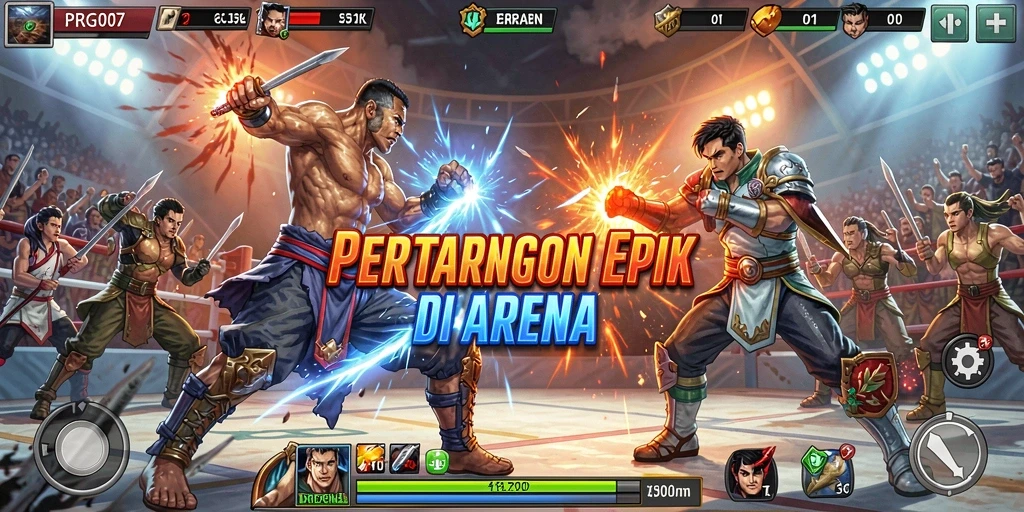 Screenshot utama PRG007 menampilkan aksi spektakuler dalam pertarungan.