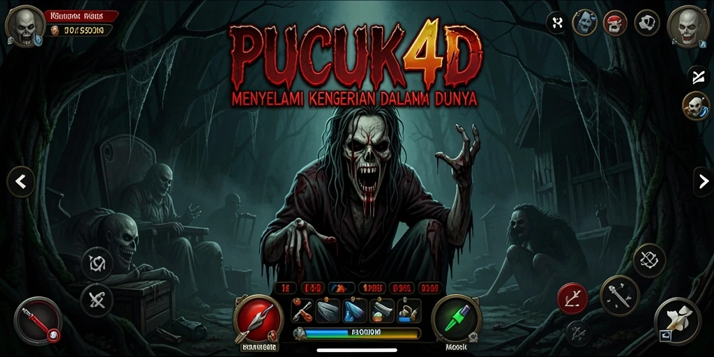 Screenshot gameplay PUCUK4D menunjukkan suasana horror yang mencekam.