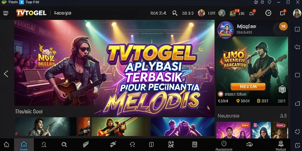 Tampilan screenshot utama TVTOGEL dengan berbagai pilihan musik