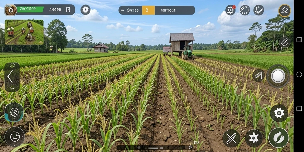 Screenshot gameplay ZK9 menunjukkan aktivitas pertanian yang seru dan interaktif.